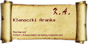 Klenoczki Aranka névjegykártya