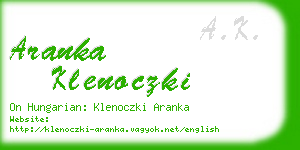 aranka klenoczki business card